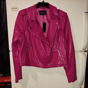 Elloqui,Moto Jacket, Sz.14-16,  Faux Leather Beautiful Pink